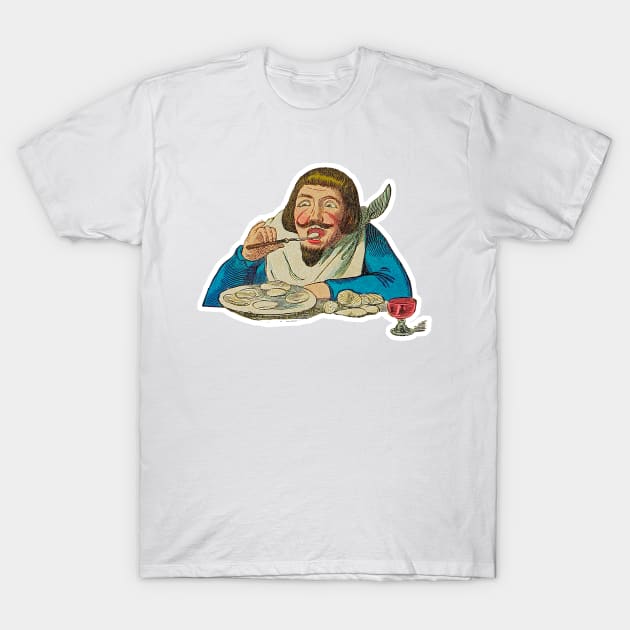 Mustache man eating T-Shirt by Marccelus